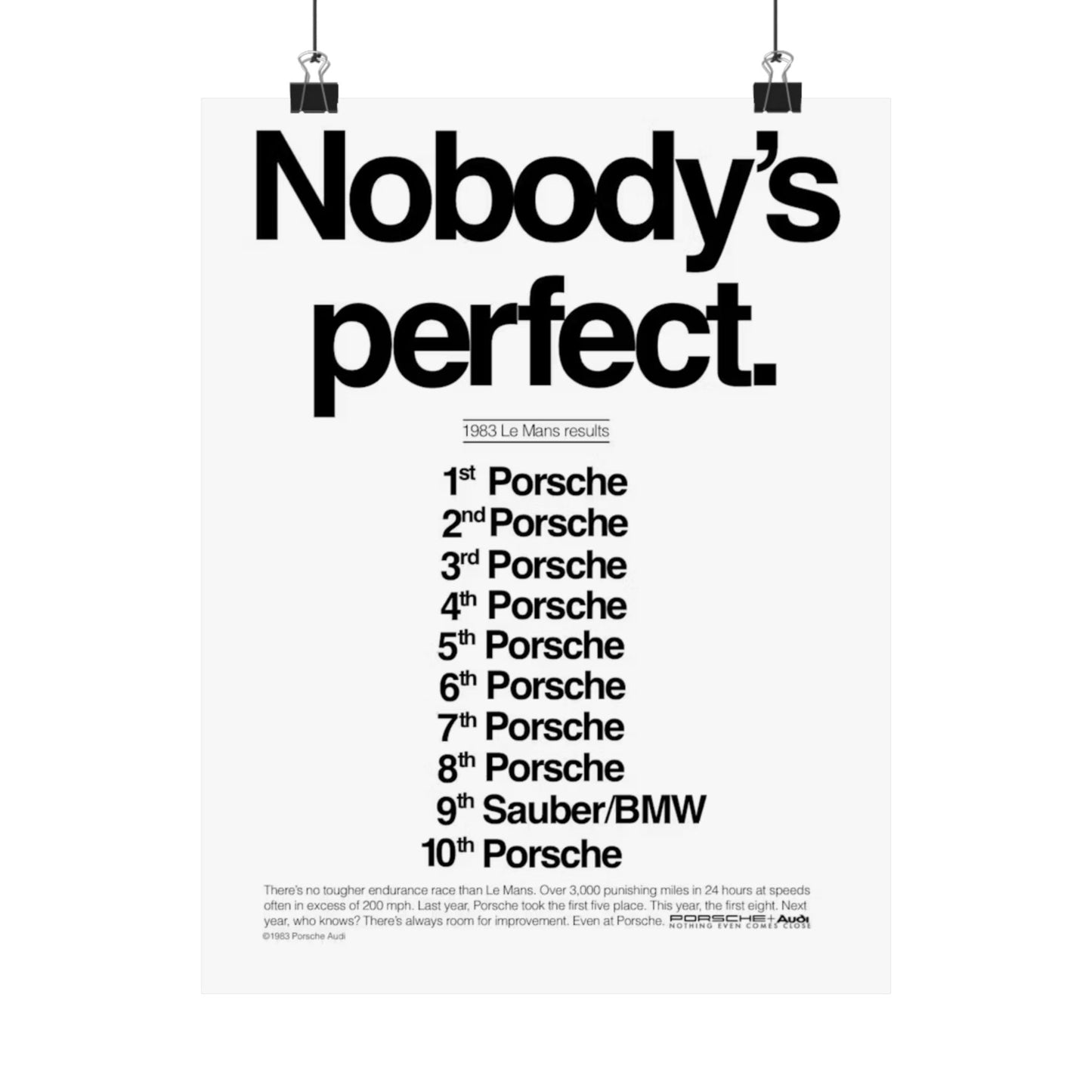 Nobody's Perfect Porsche Poster