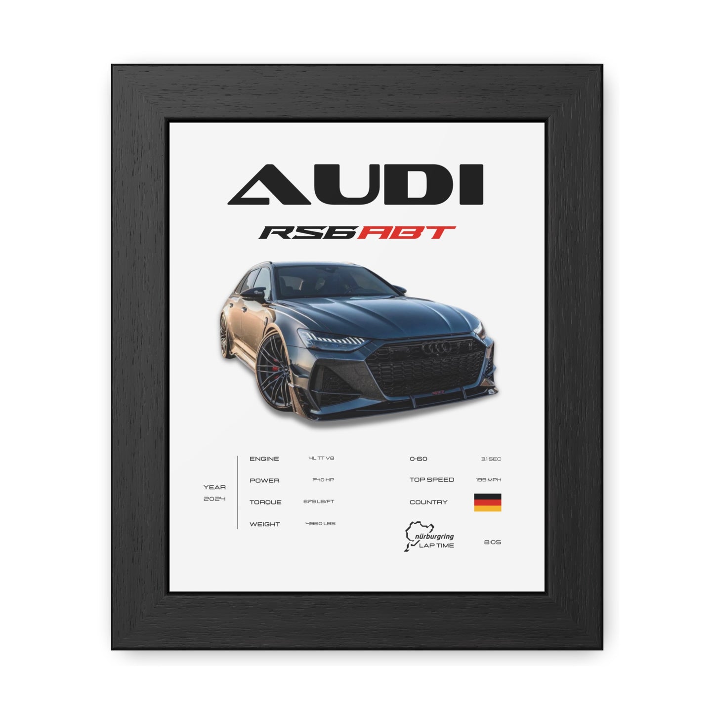 Audi RS6 ABT Framed Poster