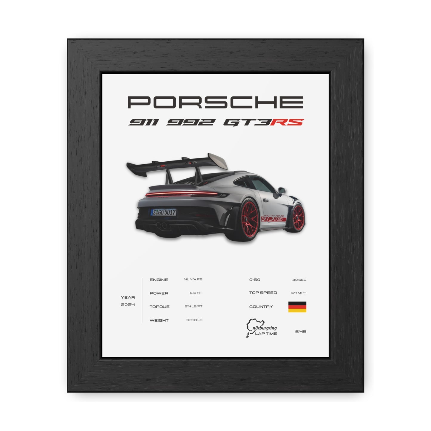 Porsche 911 GT3RS Framed Poster
