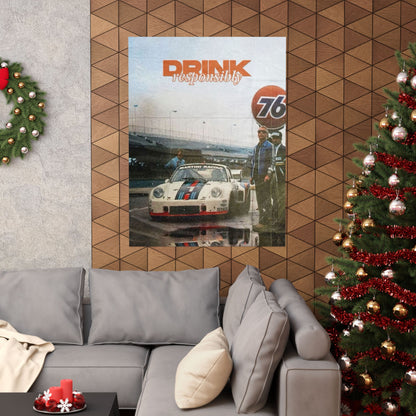 Drink Responsibly Vintage Porsche Poster